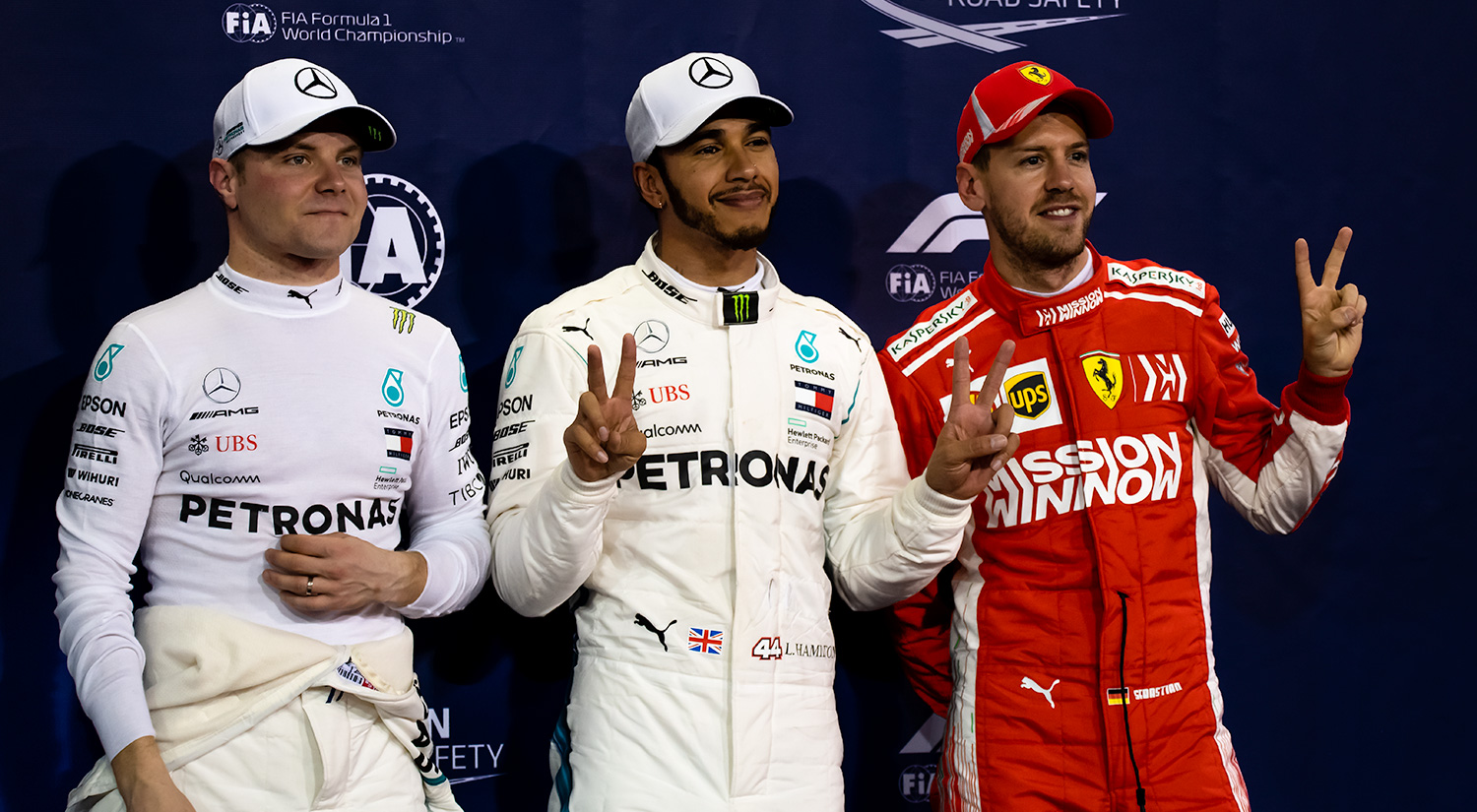 Valtteri Bottas, Lewis Hamilton & Sebastian Vettel, Abu Dhabi,  2018