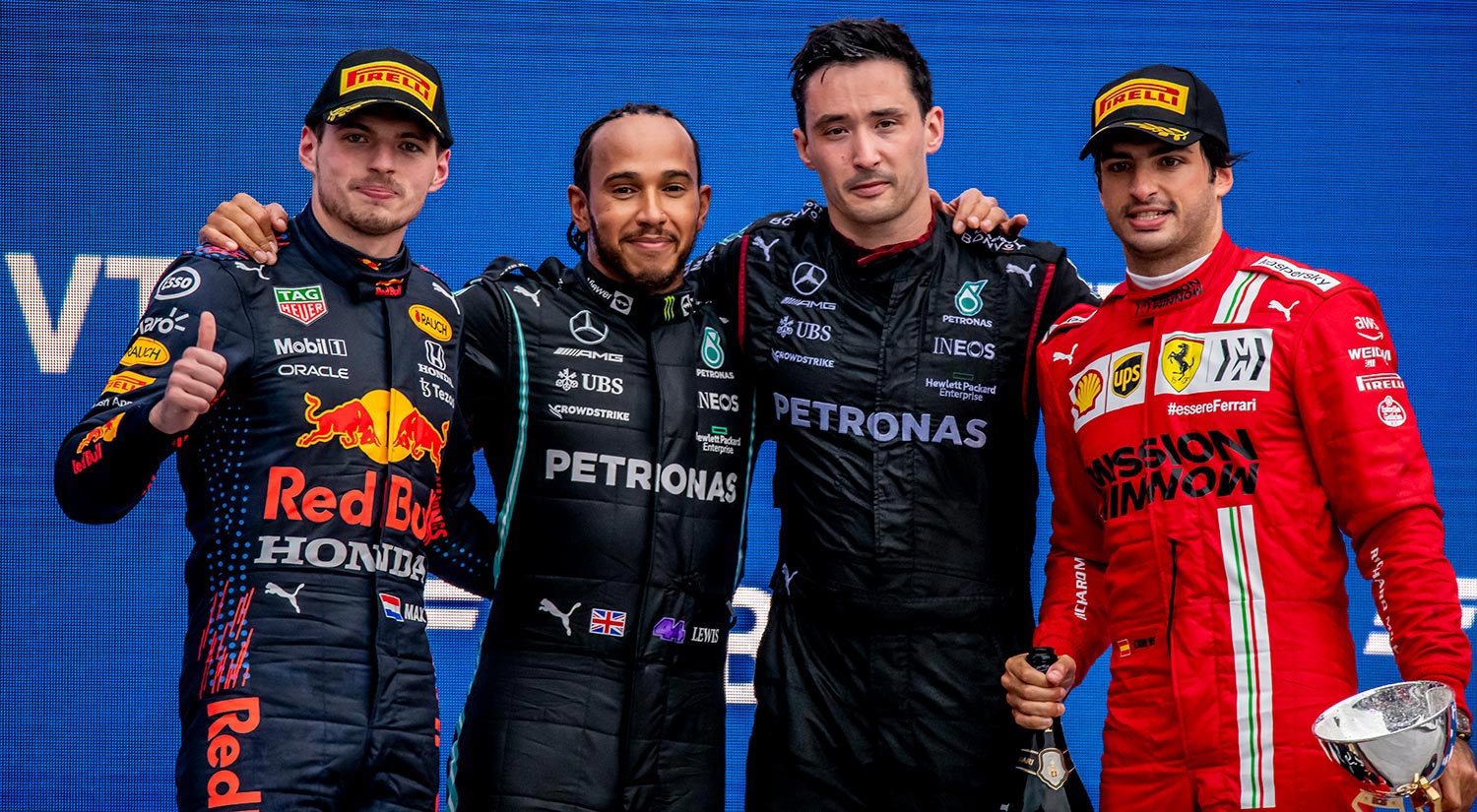 Lewis Hamilton, Carlos Sainz Jr & Max Verstappen, Sochi, 2021