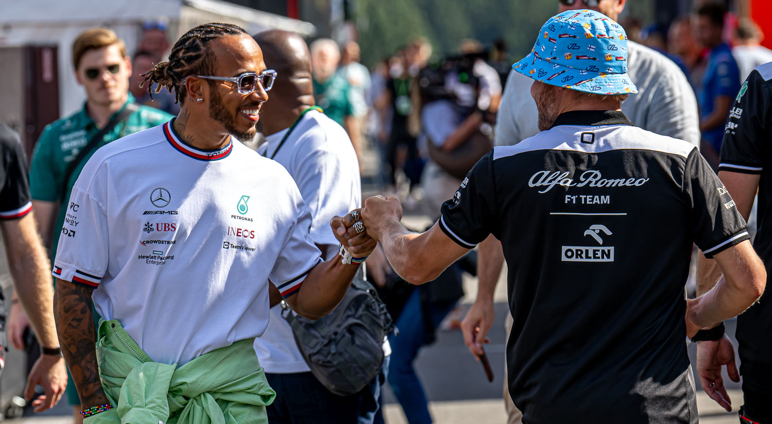 Lewis Hamilton - Mercedes and Valtteri Bottas - Alfa Romeo, Spa-Francorchamps, 2022