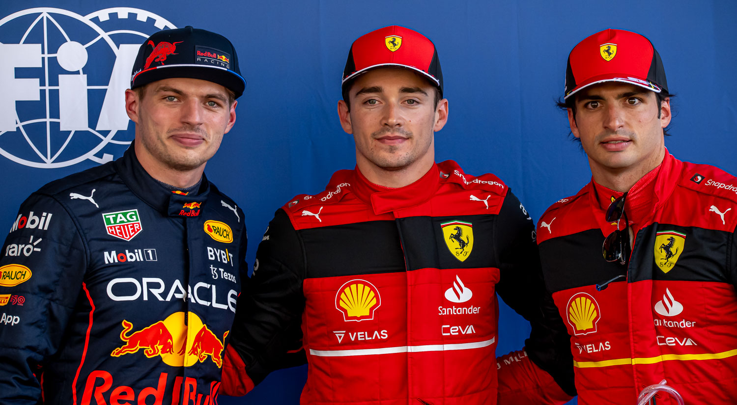Max Verstappen, Charles Leclerc and Carlos Sainz Jr, Circuit de Barcelona-Catalunya, 2022